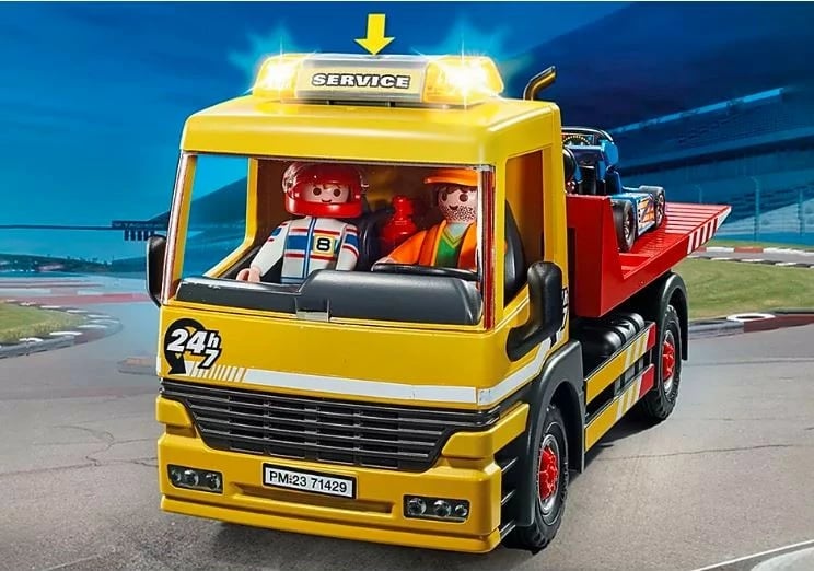 Set lodrash Playmobil City Life 71429, kamion tërheqës me RC, 54 pjesë, me figura, shumëngjyrësh