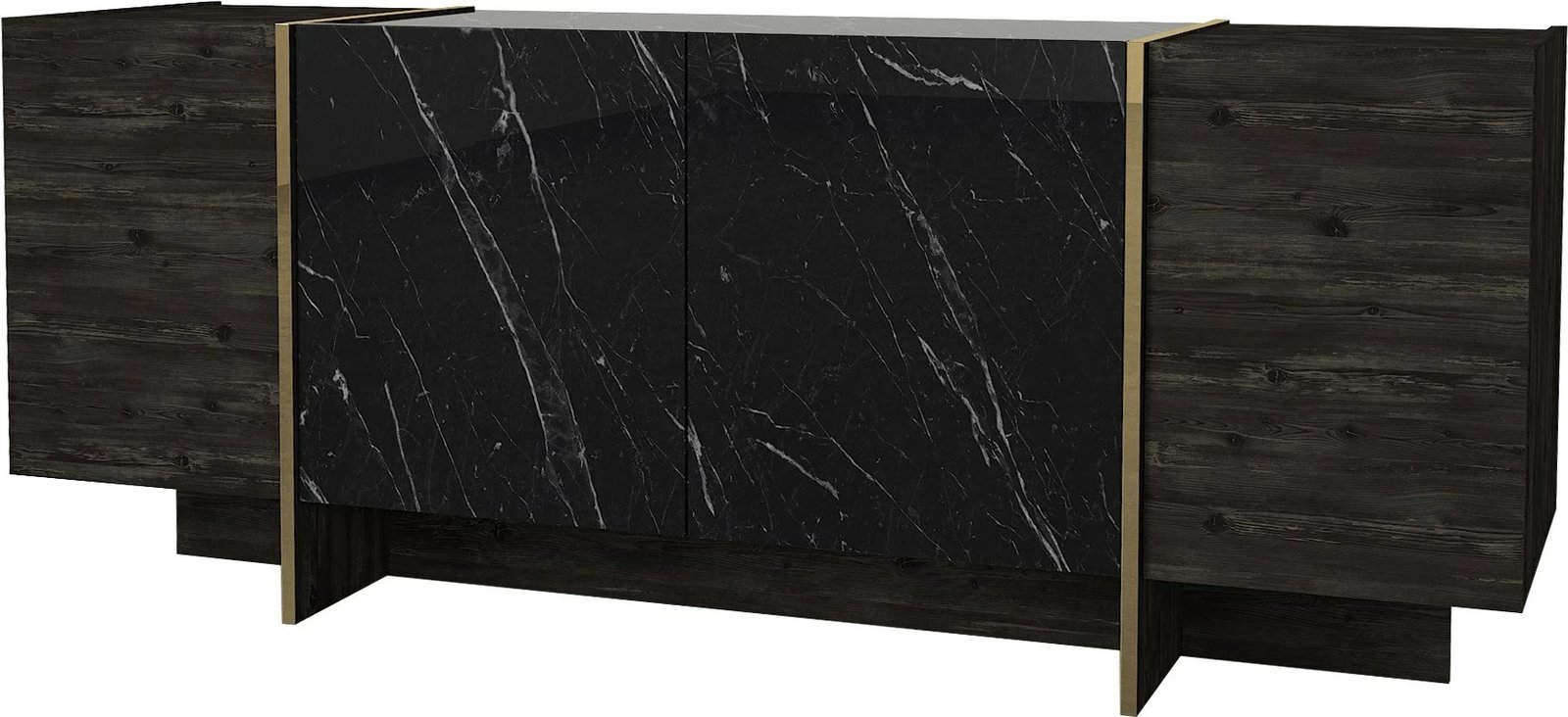 Set mobiljesh për dhomë dite, Skye Decor, Veyron Set 2, ngjyrë e zezë dhe ari