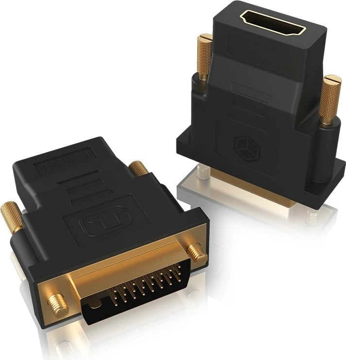 Adapter video ICY BOX IB-AC552, DVI-D në HDMI, Dual Link, e zezë