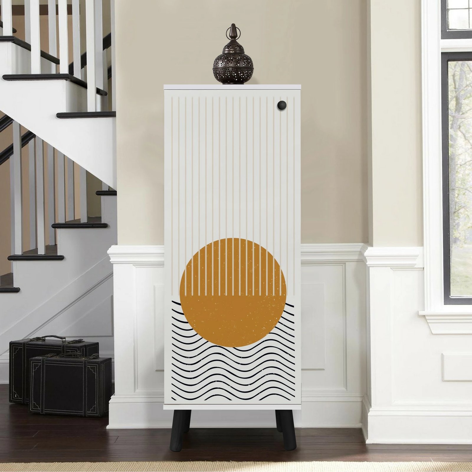 Dollap për këpucë Skye Decor, Vegas - SB 949, bardhë e zi, 50x135x38cm