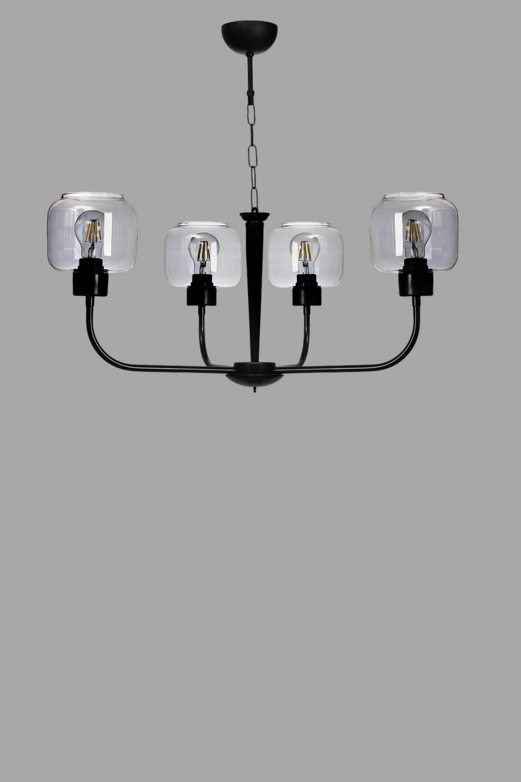 Llambadar Opviq, 8986-4, metal dhe qelq, ngjyrë gri e zezë