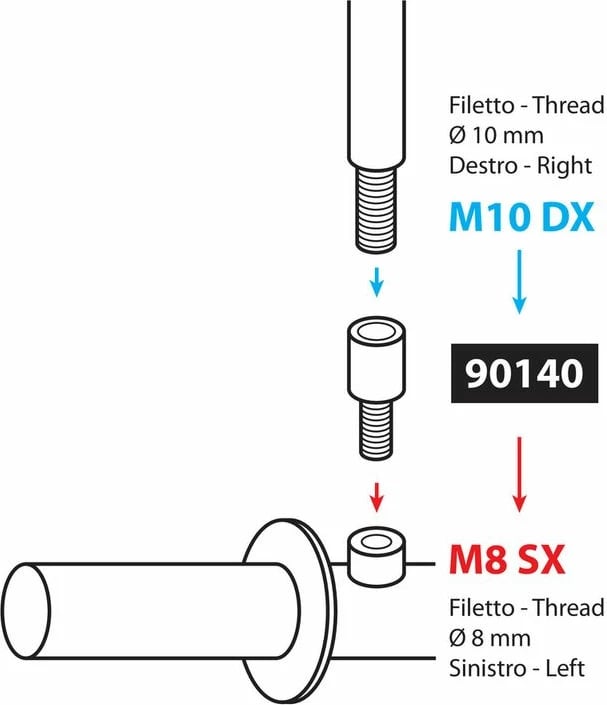 Bulon I Pasqyres Motorri 10mm D&gt; 8mm M