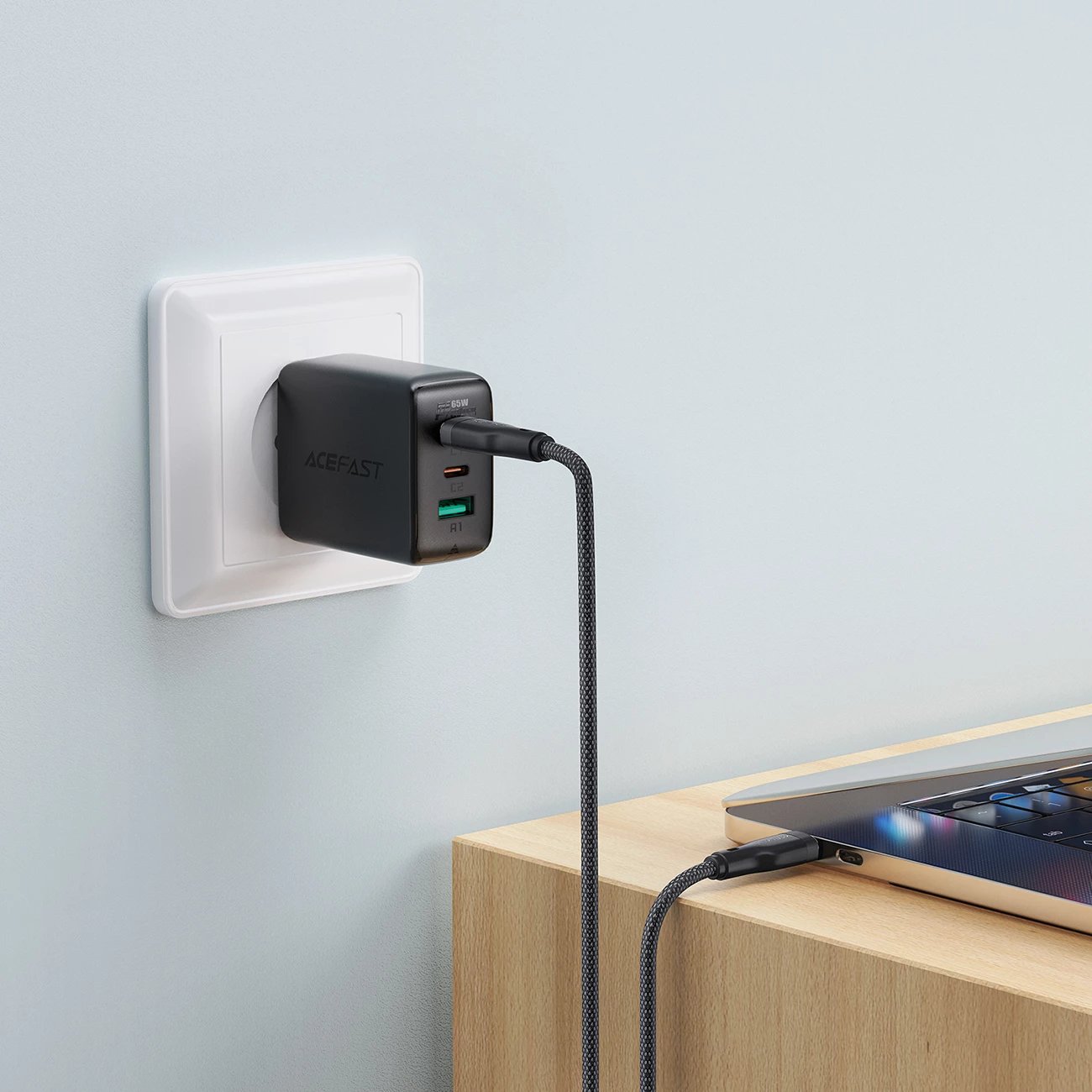 Kabllo Acefast C8-03 USB-C në USB-C, 1.2m, 60W, e zezë