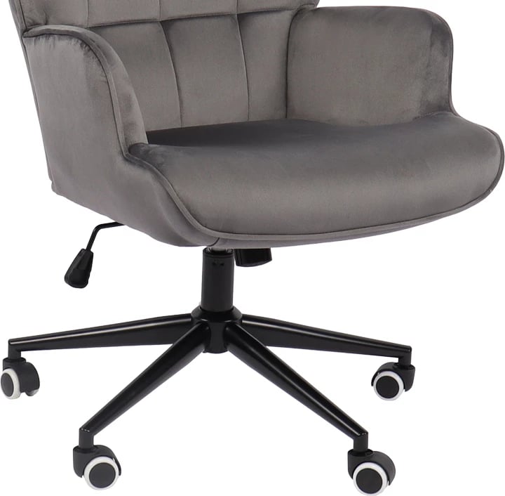 Karrige rrotulluese Lobima, kadife gri e errët, bazë e zezë, 71x68x104cm