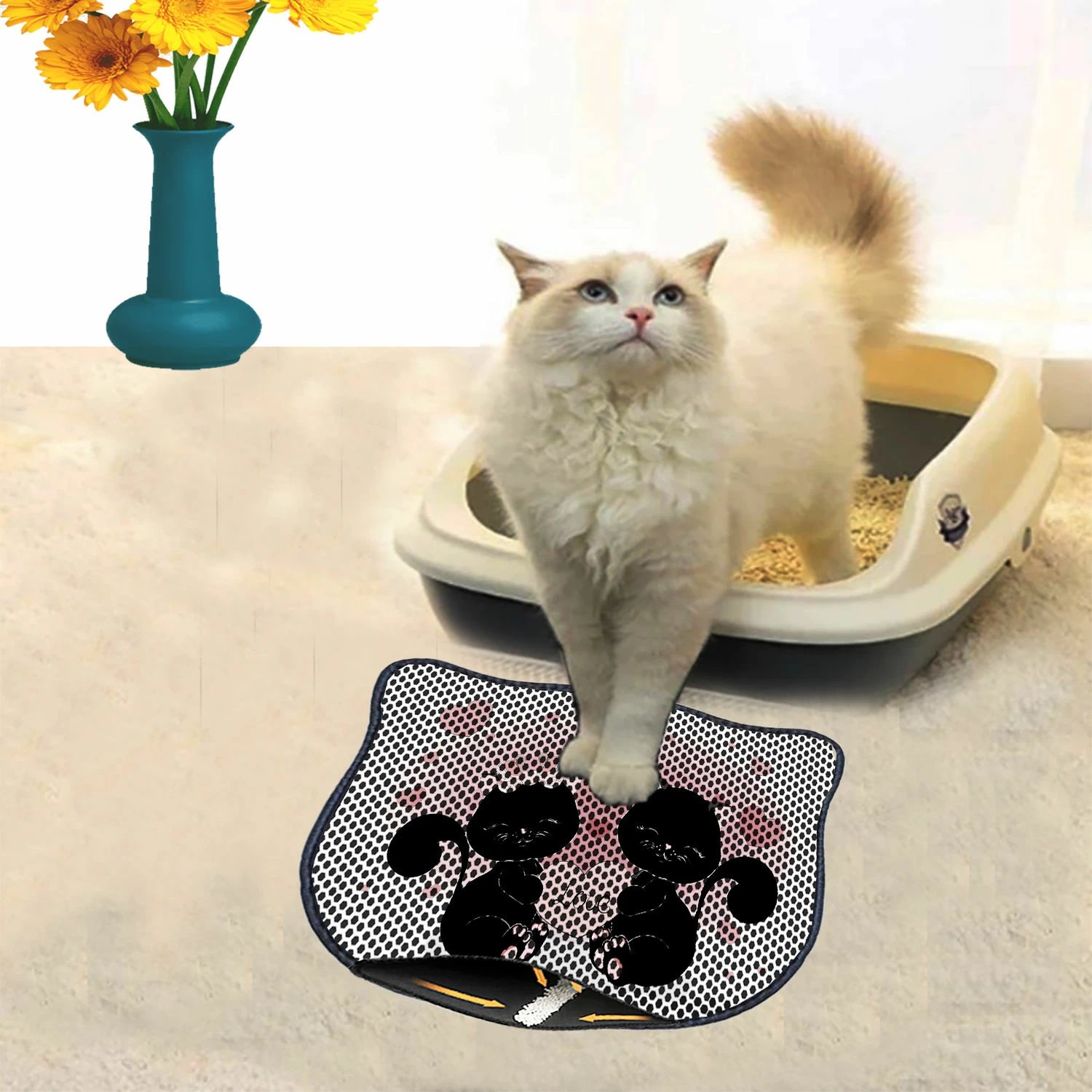 Tapet për rërë mace, shumëngjyrësh, Paws & Whiskers, Kdkafa0004, 40x50cm