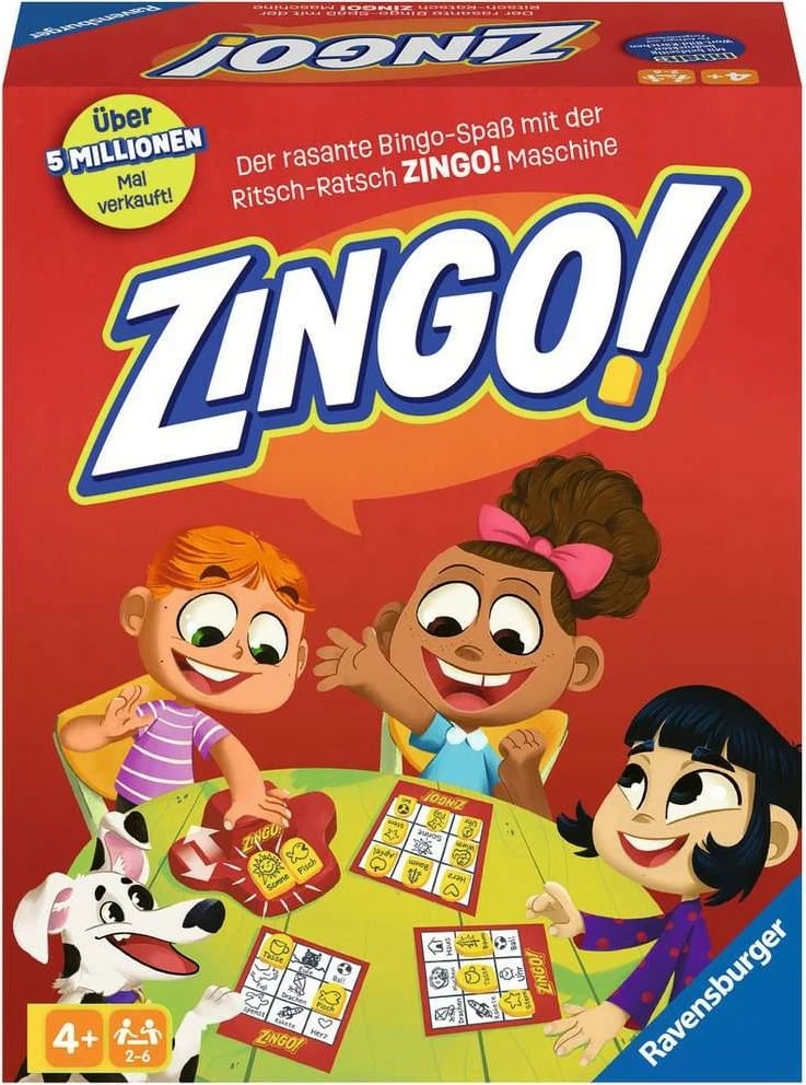Lojë tavoline Ravensburger Zingo, 2-6 lojtarë, 72 letra, shumëngjyrëshe