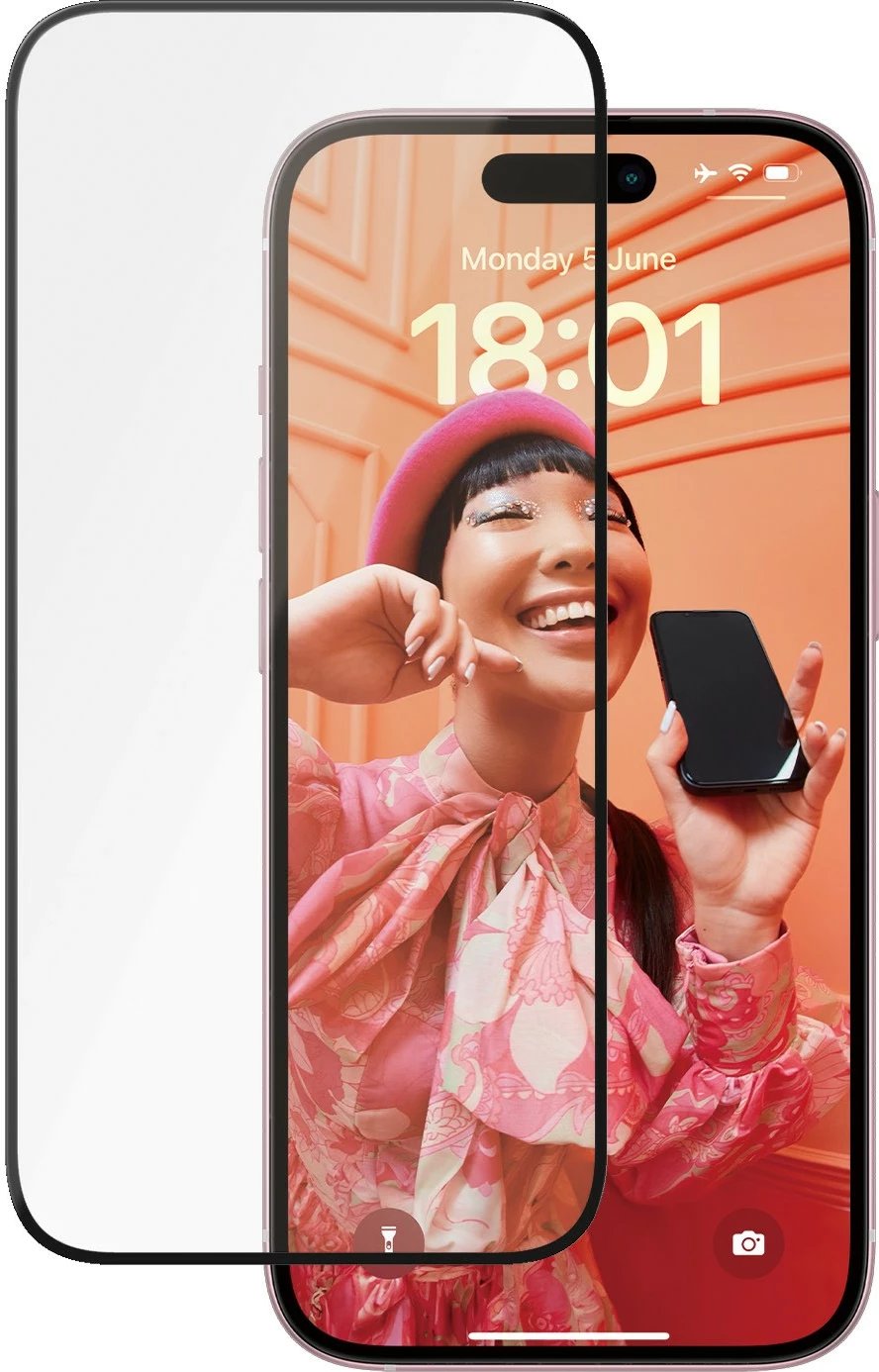 Mbrojtës ekrani PanzerGlass për iPhone 15, Ceramic, Ultra-Wide Fit, transparent