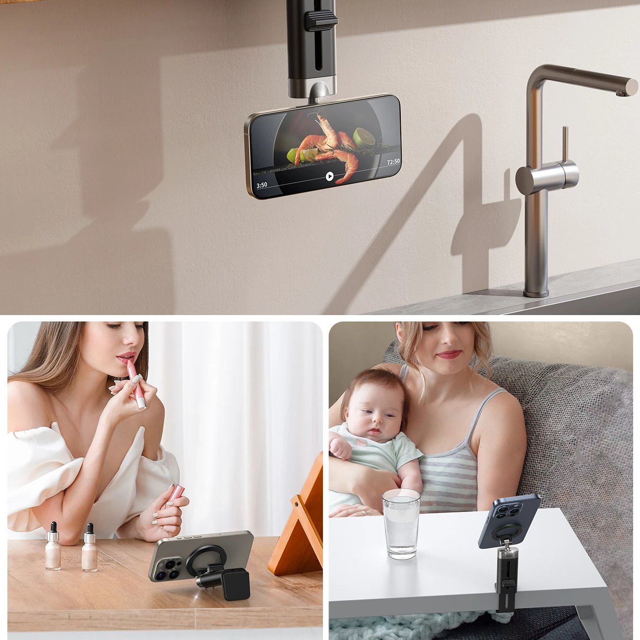 Mbajtës magnetik udhëtimi për telefon Joyroom JR-ZS413, për telefona 4.7-7.0", i zi