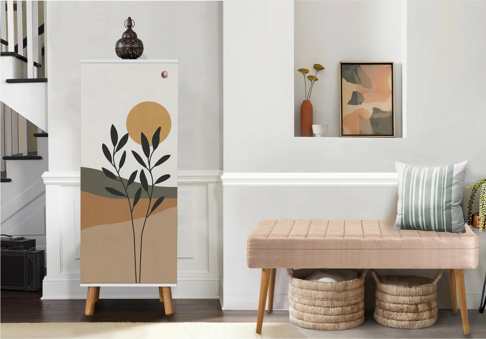 Set mobiljesh për korridor, ngjyrë e bardhë dhe gur, Skye Decor, 956-0900