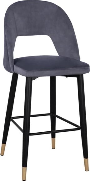 Karrige për bar Harper FH8526.01, kadife gri me kornizë metalike, 50Χ51Χ111cm, set prej 2 copë