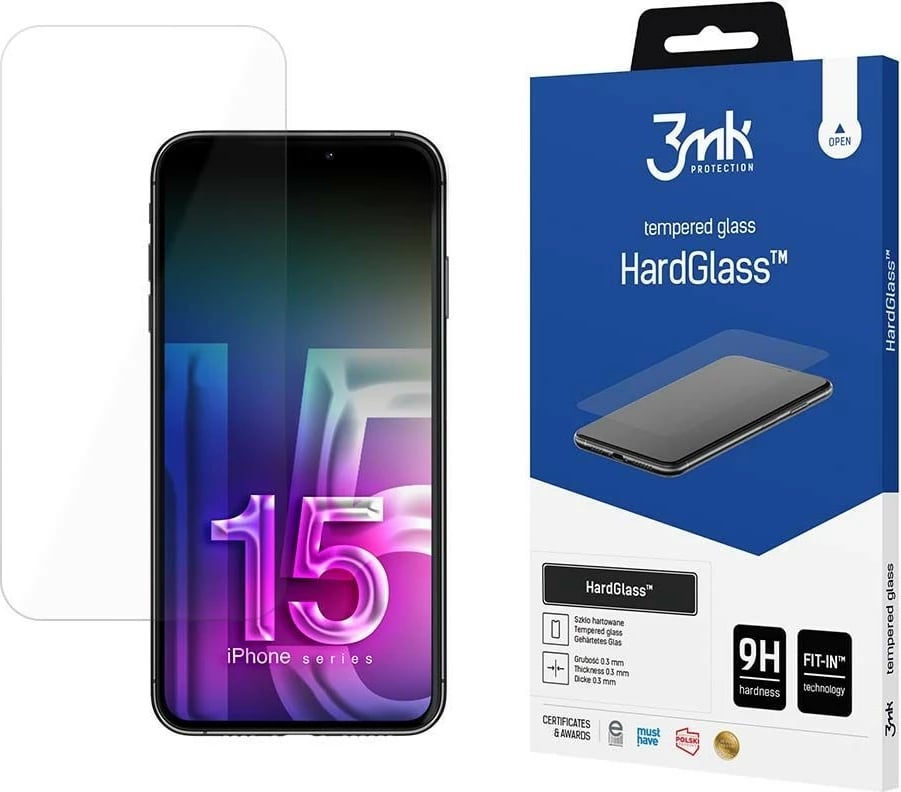 Xham mbrojtës iPhone 15 Pro 6.1", 3MK HardGlass, Transparent