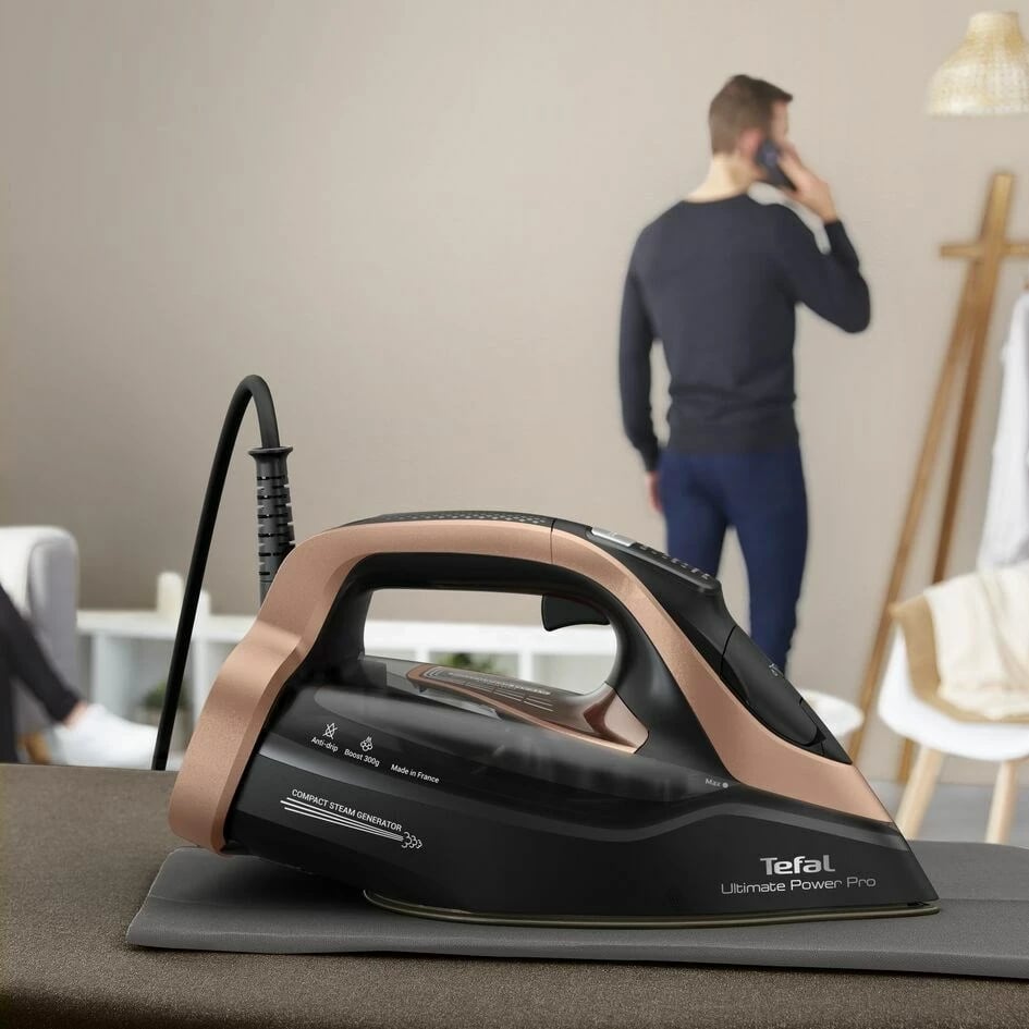 Hekur Tefal Ultimate Power Pro FV9E50, Dry & Steam, 3200 W, Durilium AirGlide Autoclean, Zezë/Bakër