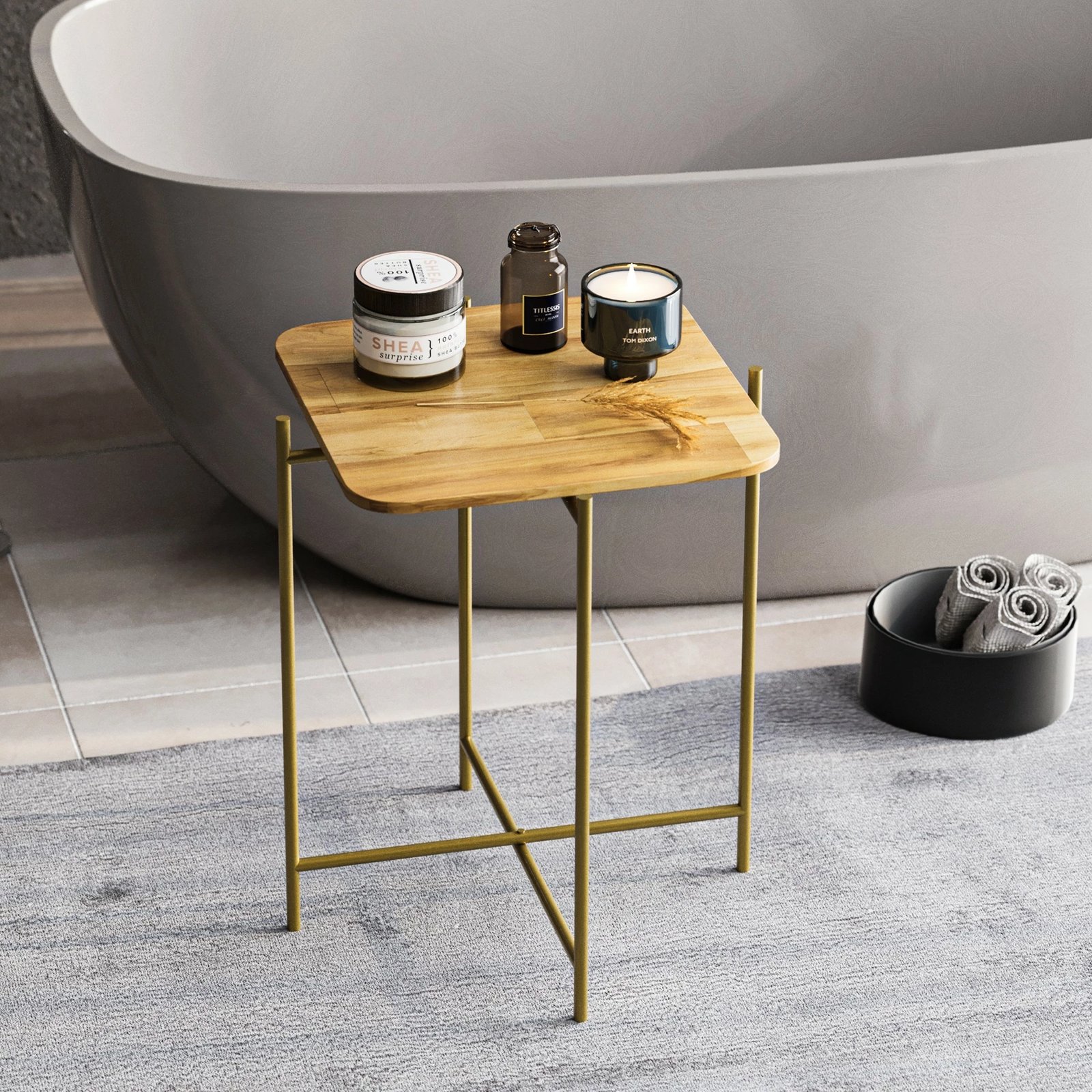 Tavolinë kafeje Hanah Home, SHB-005-A, ngjyrë ari dhe natyrale