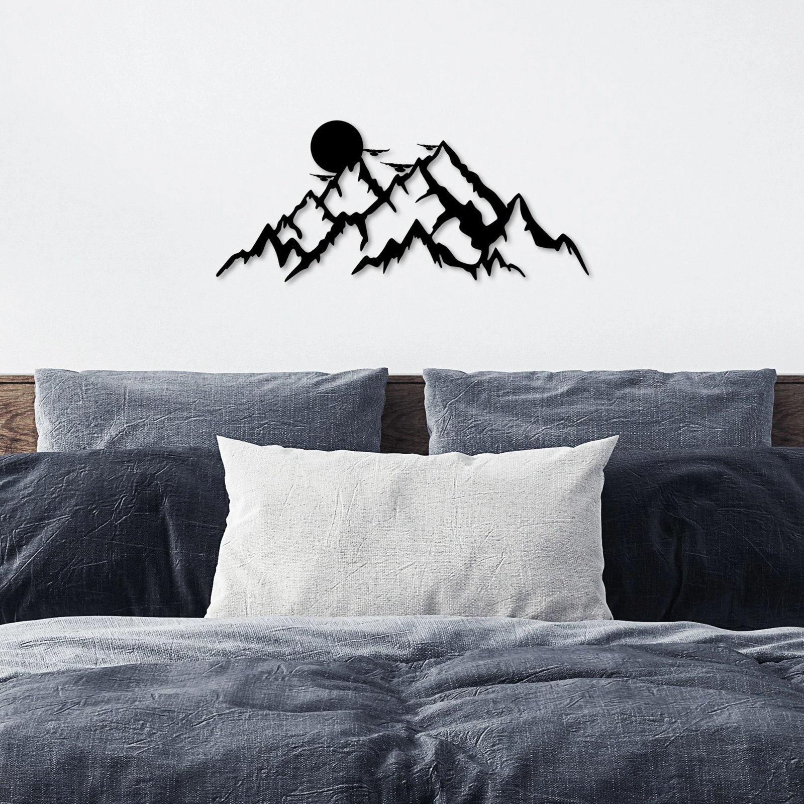 Aksesor muri dekorativ prej metali, Wallity, male të plota dhe diell, 59x25cm