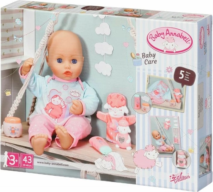 Set kujdesi për kukullë Baby Annabell, Zapf, 703274-116720, Rozë/Blu, 5 pjesë