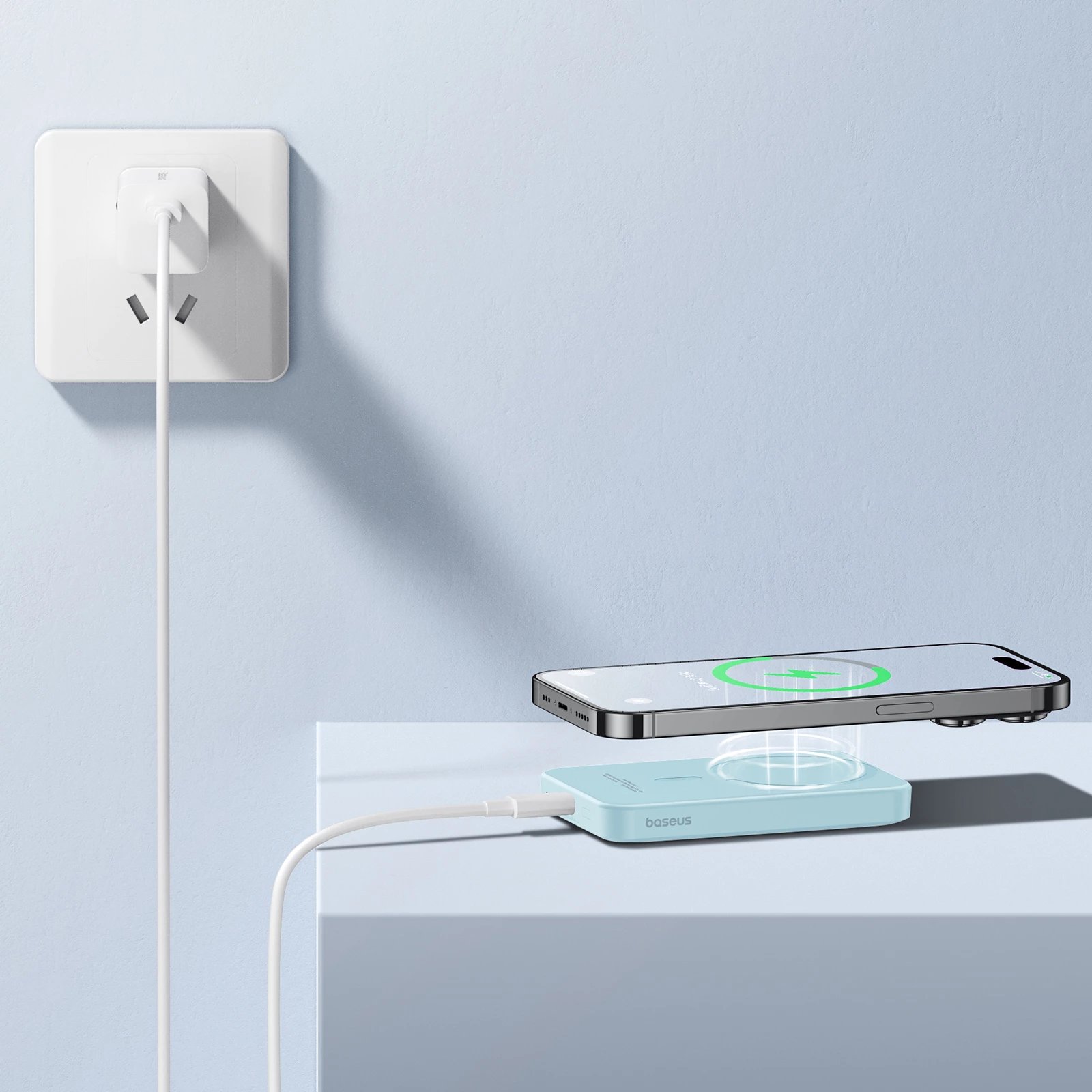 Power bank Baseus Magnetic Mini 5000mAh, 20W, USB-C, blu, me kabllo