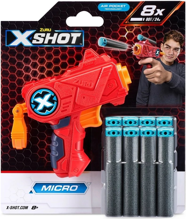 Blaster lodër ZURU X-Shot Excel Micro, 12 shigjeta, portokalli/kuqe, set 12 copë