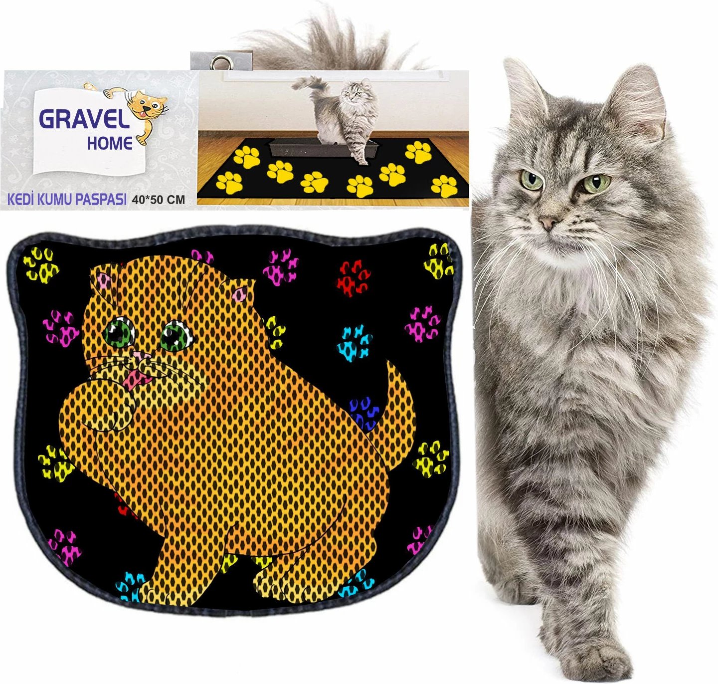 Tapet për rërë mace, shumëngjyrësh, Paws & Whiskers, Kdkafa0101, 40x50cm