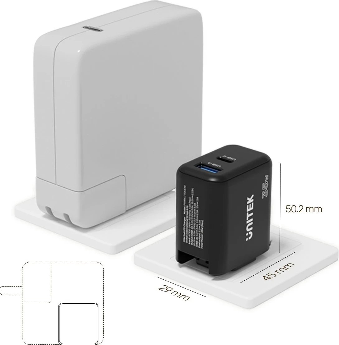 Karikues Unitek GaN PD 35W USB-C + USB-A, i zi Karikues Unitek GaN PD 35W USB-C + USB-A, i zi