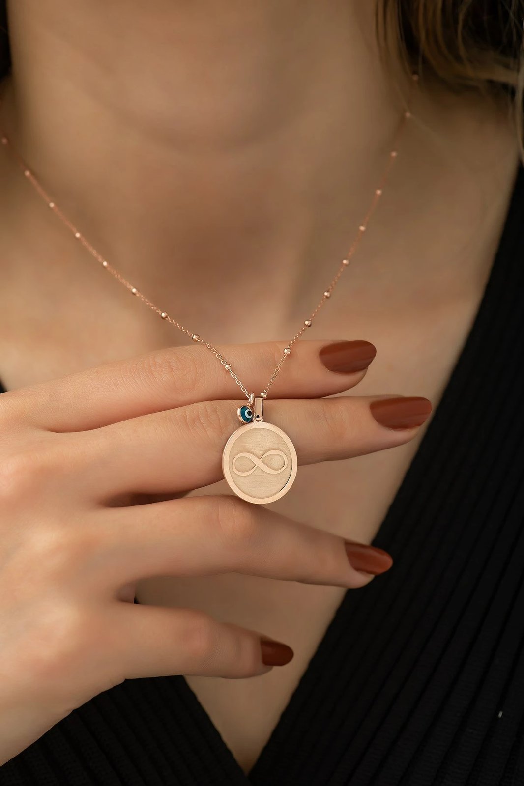 Qafore argjendi Jumeon, ngjyrë rozë ari, gur zirkoni blu, TRDYL680