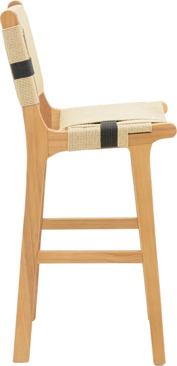 Karrige për bar Julien, dru gome natyral, litar natyral-zi, 45x46x95 cm