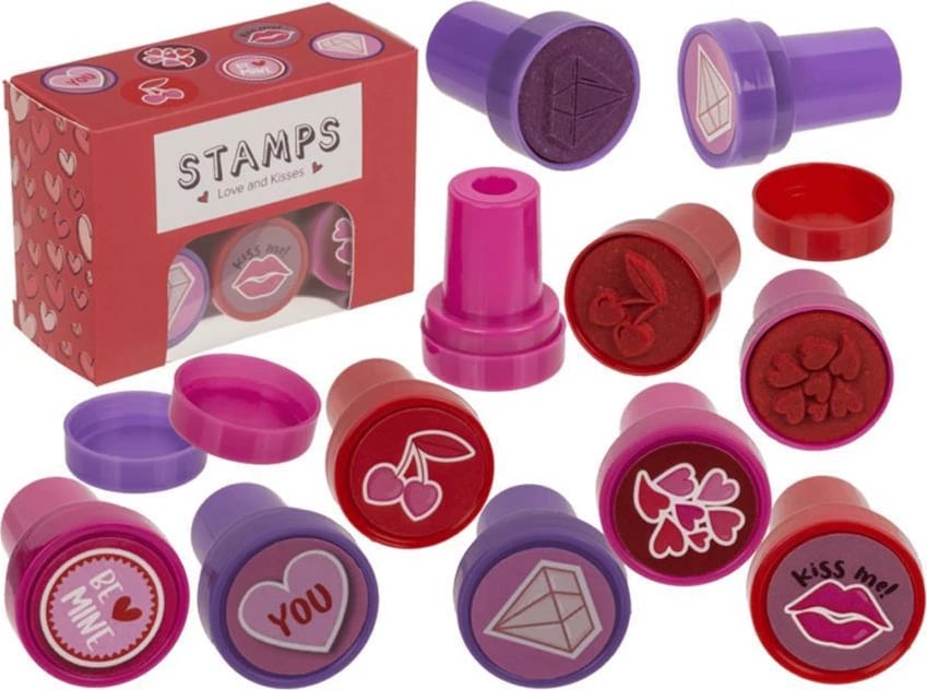 Set stampash OUT OF THE BLUE "Hearts and Kisses", 6 copë, 2.5cm