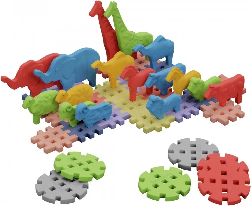 Set blloqe ndërtimi Marioinex Mini Waffle Animals, 42 pjesë, shumëngjyrëshe