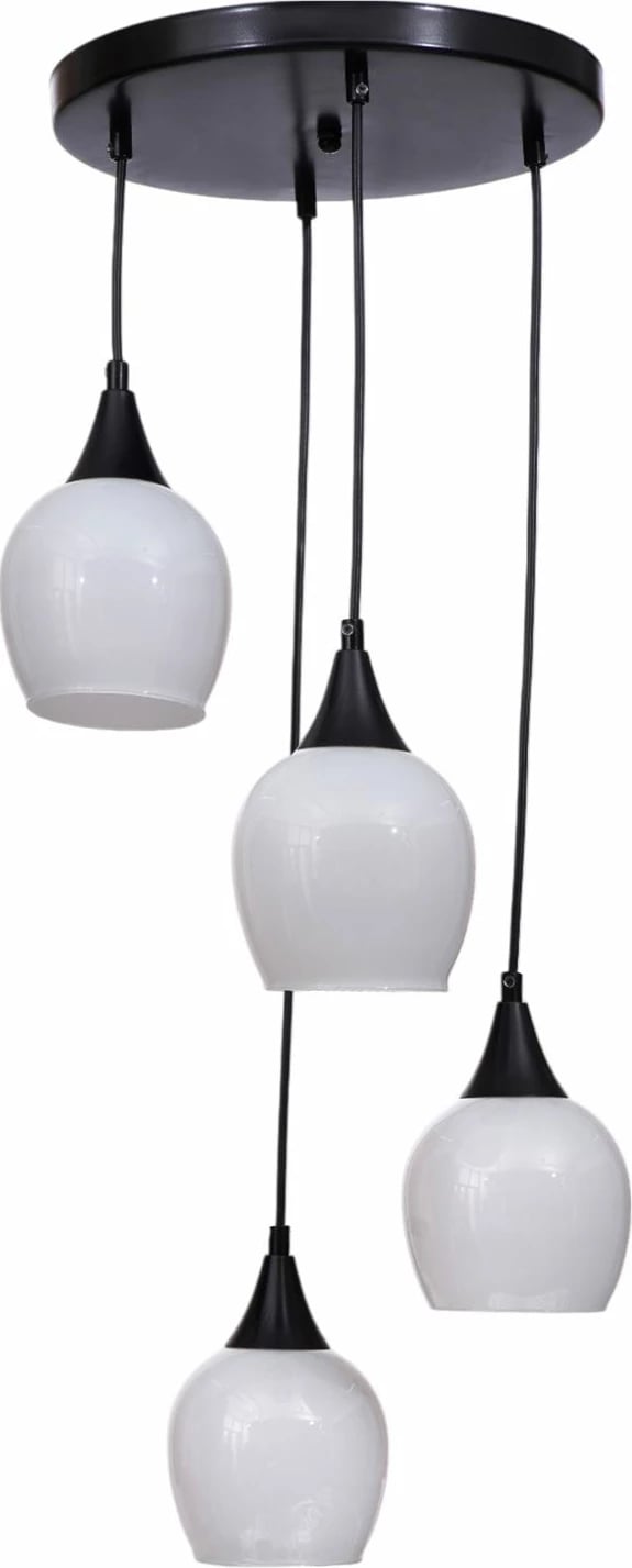 Llambadar Opviq, 9065-4, metal dhe qelq, i bardhë dhe i zi