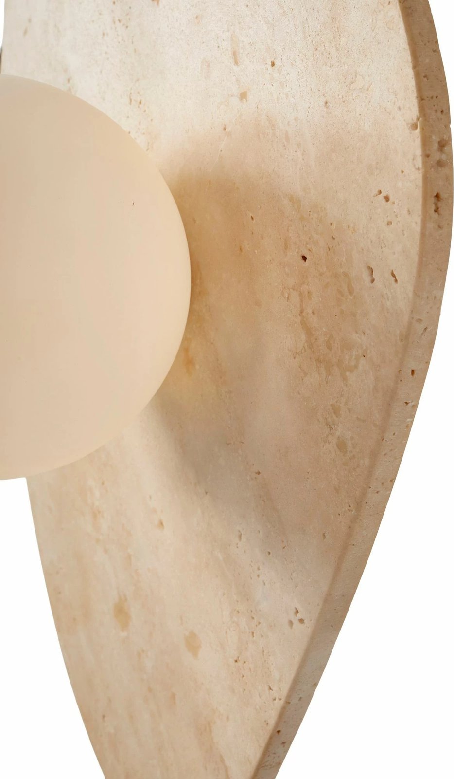 Llambë muri Opviq, trup travertini, kapak qelqi, bezhë/bardhë