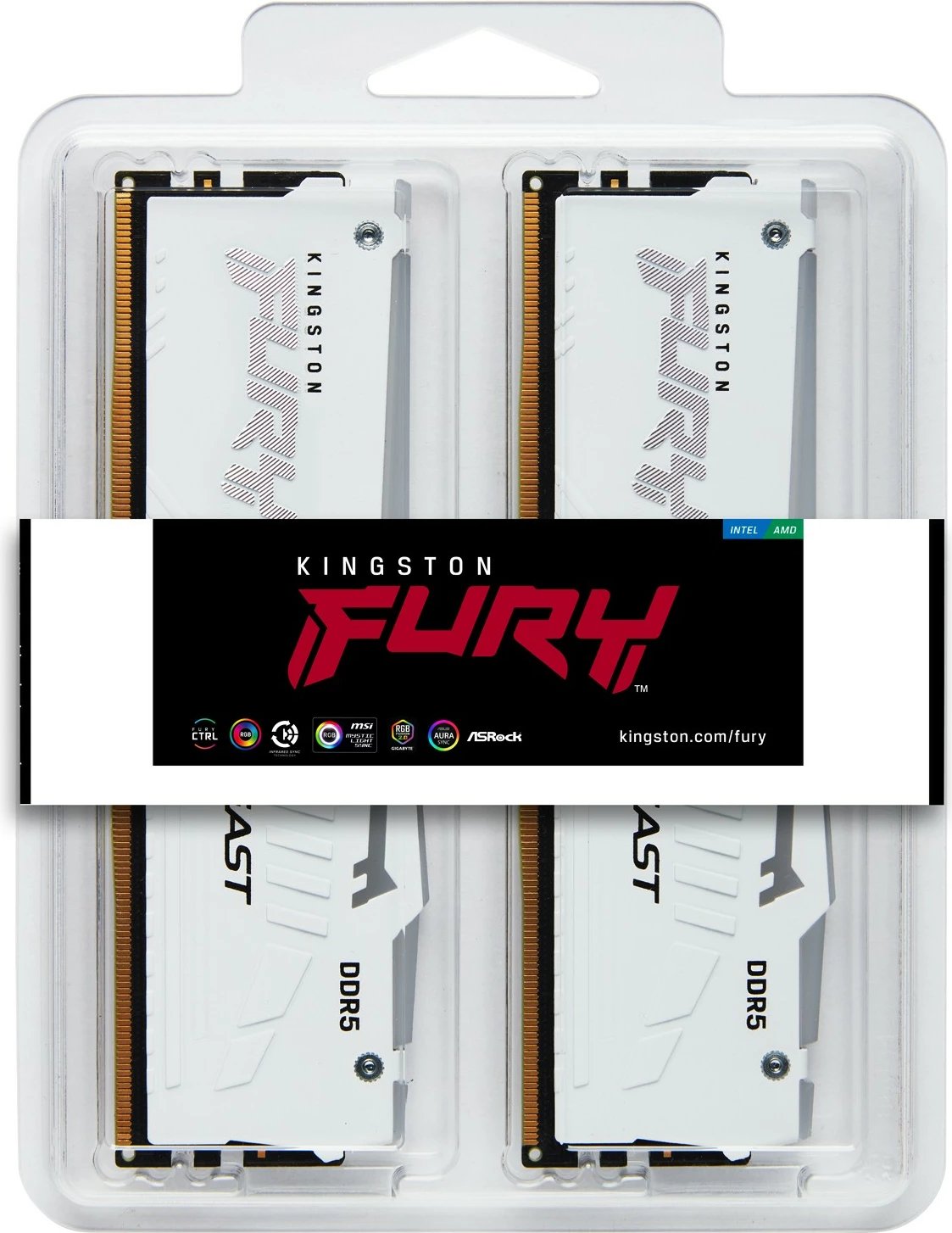RAM Memorje Kingston FURY Beast 64GB (2x32GB) DDR5 6400MT/s RGB e bardhë