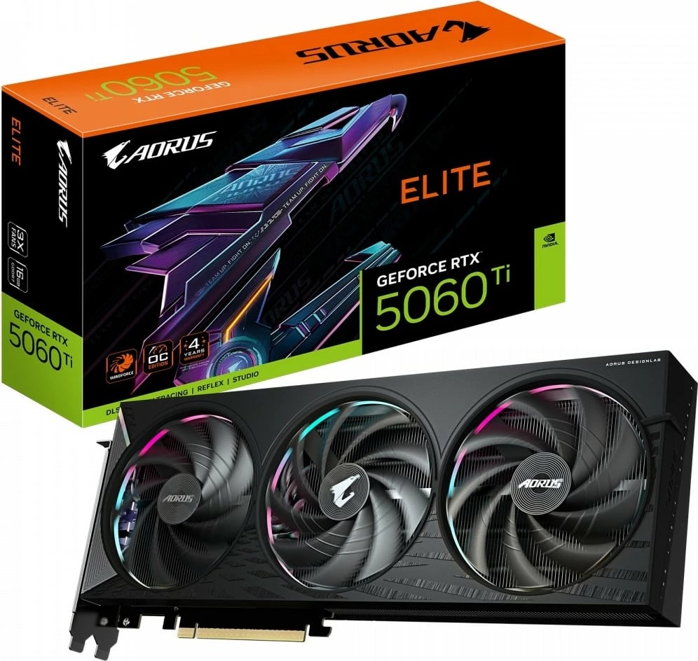 Kartelë grafike Gigabyte AORUS GeForce RTX 5060 Ti, 16 GB GDDR7, Elite, e zezë