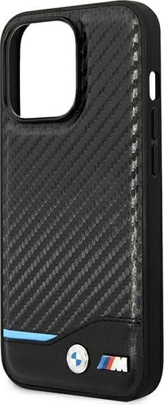 Mbështjellës BMW Leather Carbon për iPhone 14 Pro 6.1", i zi