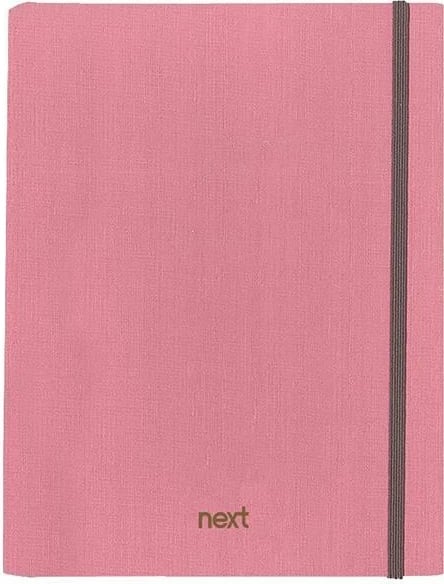 Bllok shënimesh Next me spirale të fshehur 17x25cm 5 lëndë, 175 faqe, Rozë me elastik