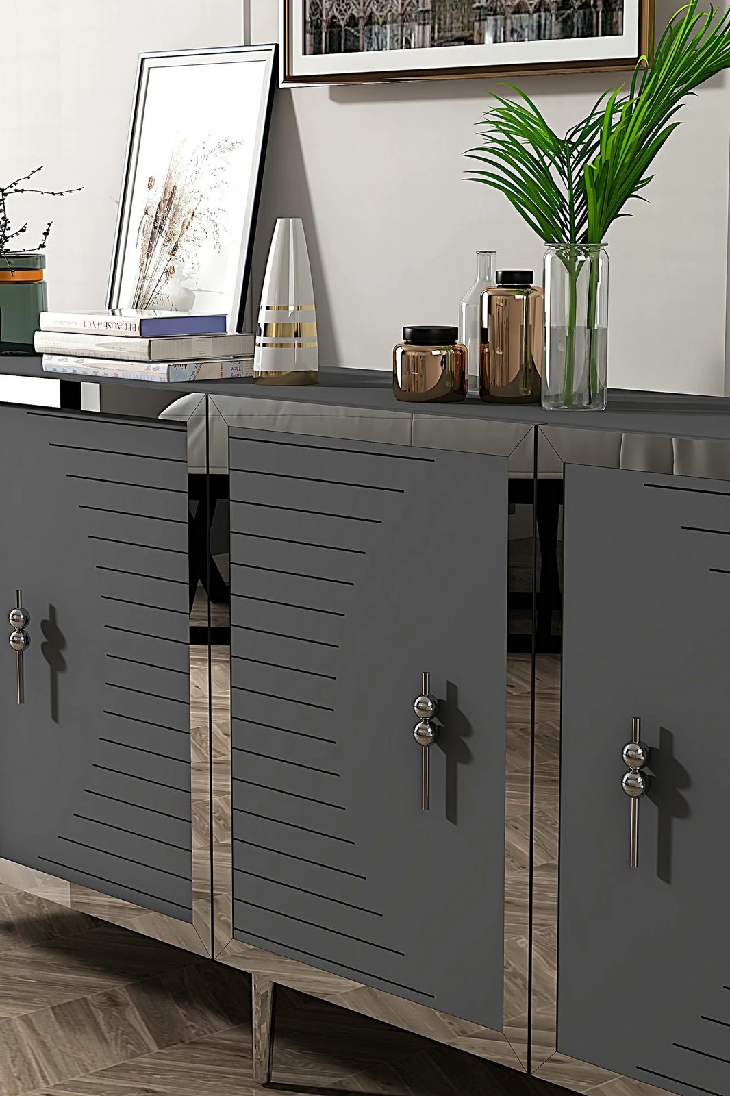 Konsol Skye Decor, Tuna 180, antracit, argjend