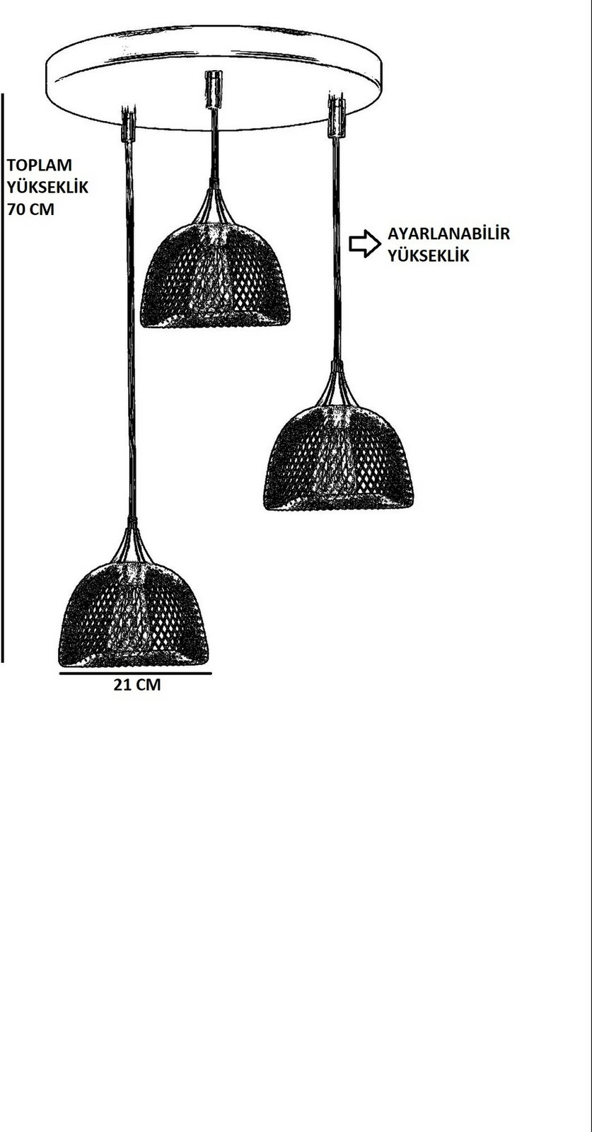 Llambë tavani Opviq, Nasa 3-sh, metal i zi