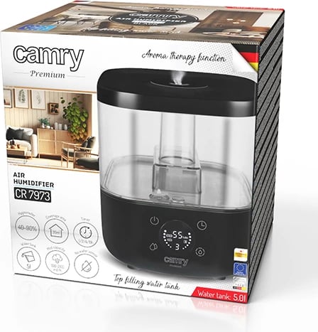 Lagështues ajri, Camry, CR 7973, 5.0L, ultrasonik, ekran LED, mbushje nga lart, i zi