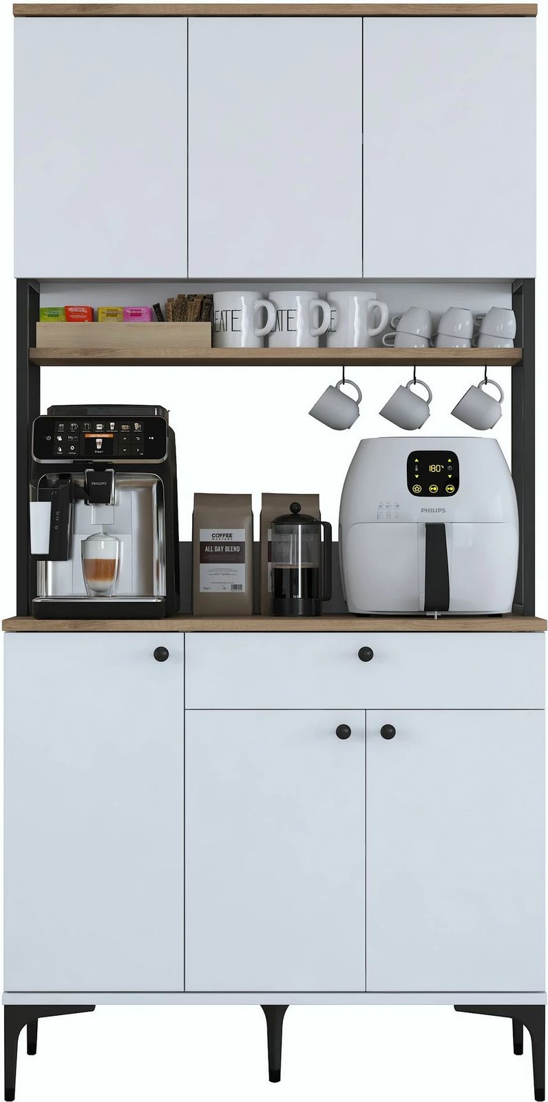 Dollap shumëfunksional Skye Decor, JE197 - 3806, ngjyrë arre dhe e bardhë