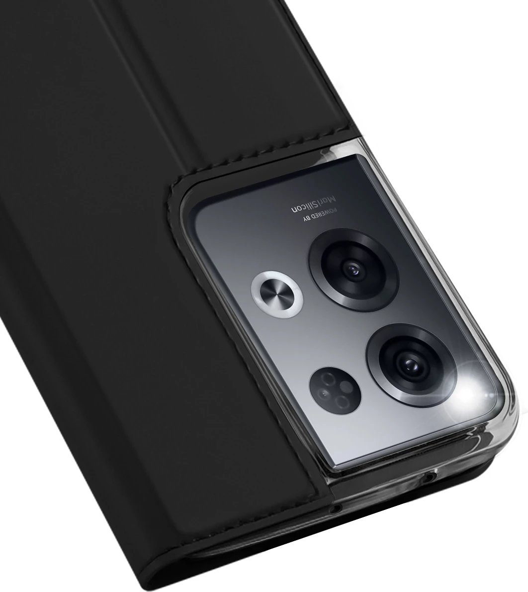 Mbështjellës Dux Ducis Skin Pro për Oppo Reno 8 Pro, me kapak, xhep për kartela, funksion stand, e zezë Mbështjellës Dux Ducis Skin Pro për Oppo Reno 8 Pro, me kapak, xhep për kartela, funksion stand, e zezë