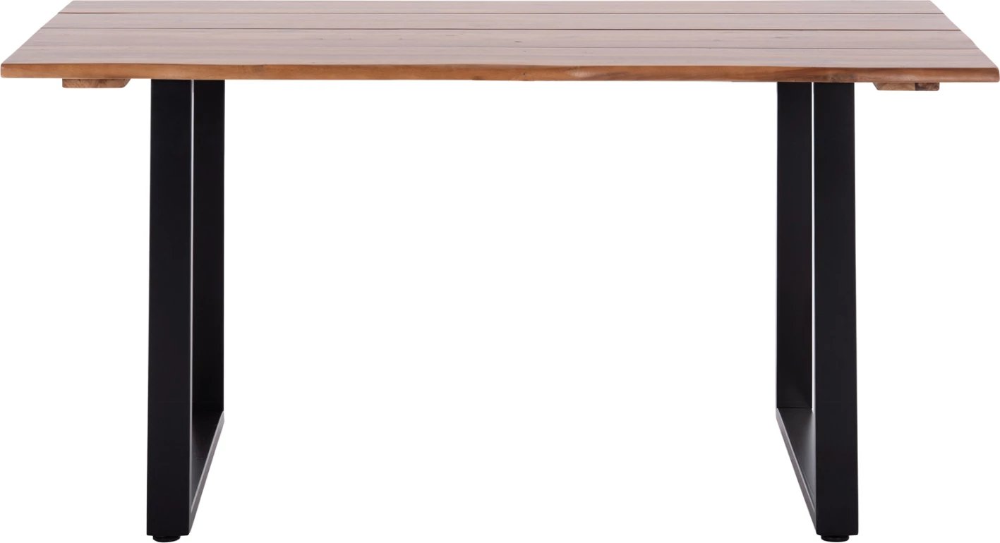 Tavolinë ngrënieje për jashtë, dru akacie, këmbë metalike, 160x80x76cm