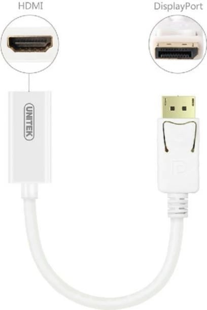 Adapter DisplayPort në HDMI Unitek Y-6332, 4K, i bardhë