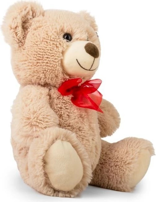Ari pelushi Daffi B-954, 28 cm, bejzh me fjongo të kuqe