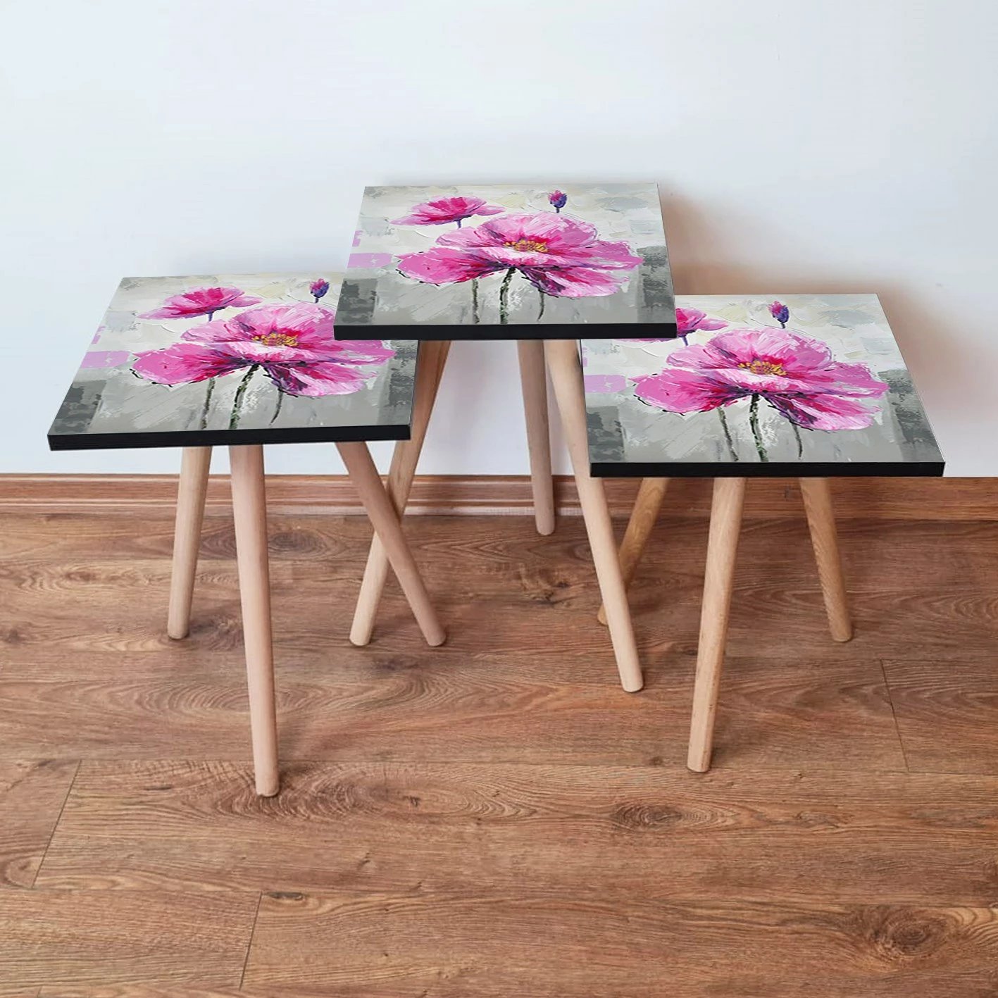 Set tavolinash të mbivendosura, 3 copë, ngjyrë gri, Skye Decor, 3Shp298