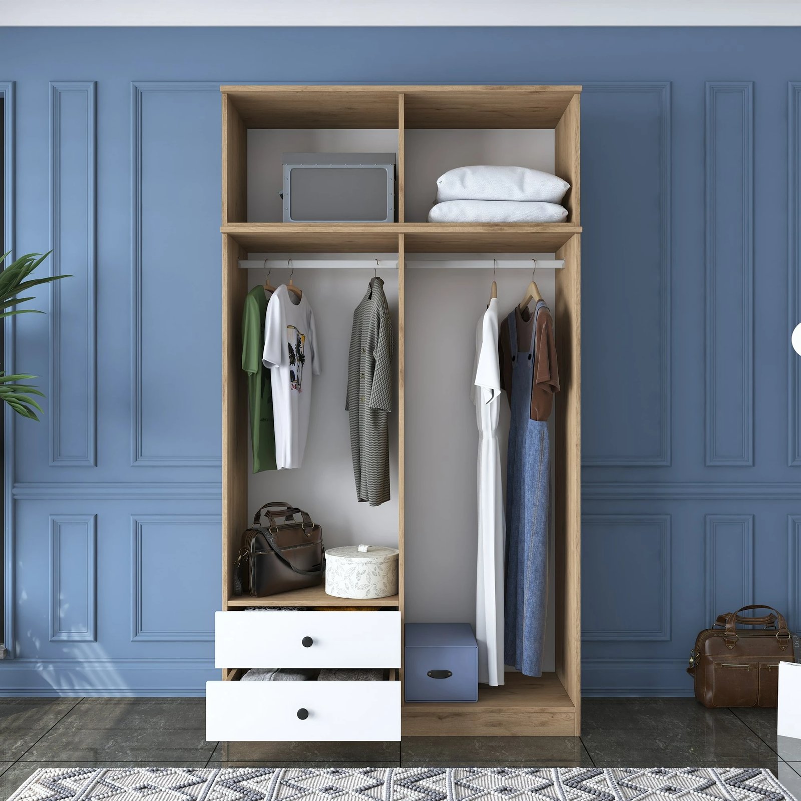 Dollap Hanah Home, BA121 - 2696, ngjyrë arr dhe e bardhë