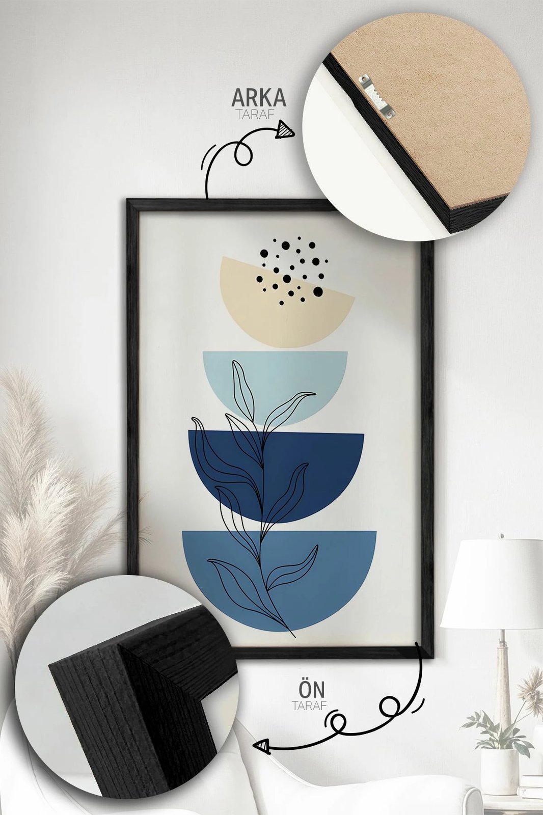 Pikturë dekorative me kornizë (3 copë), Wallity, Artvmodel5-Siyah