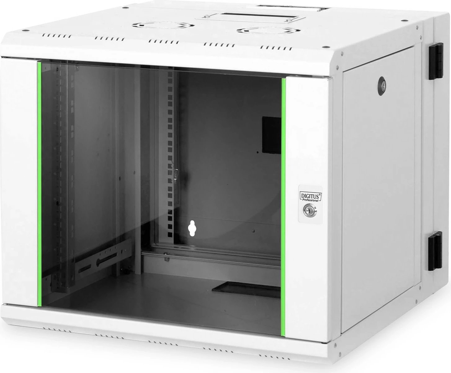 Kasë muri Digitus Unique 9HE, 9U, 600x600mm, xham, gri