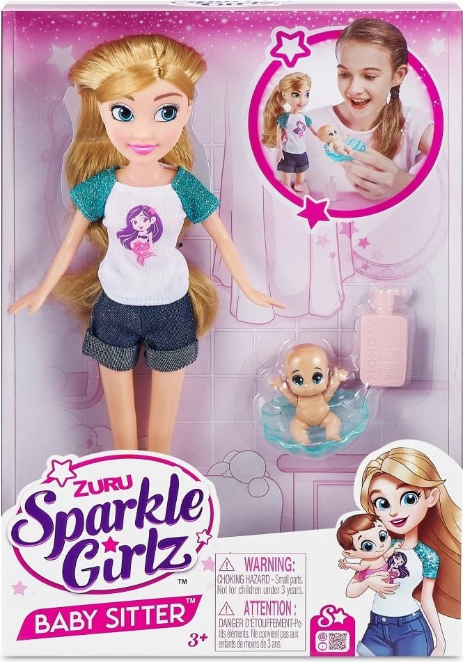 Set kukullash Sparkle Girlz Baby Sitter me aksesorë, për vajza, 10064