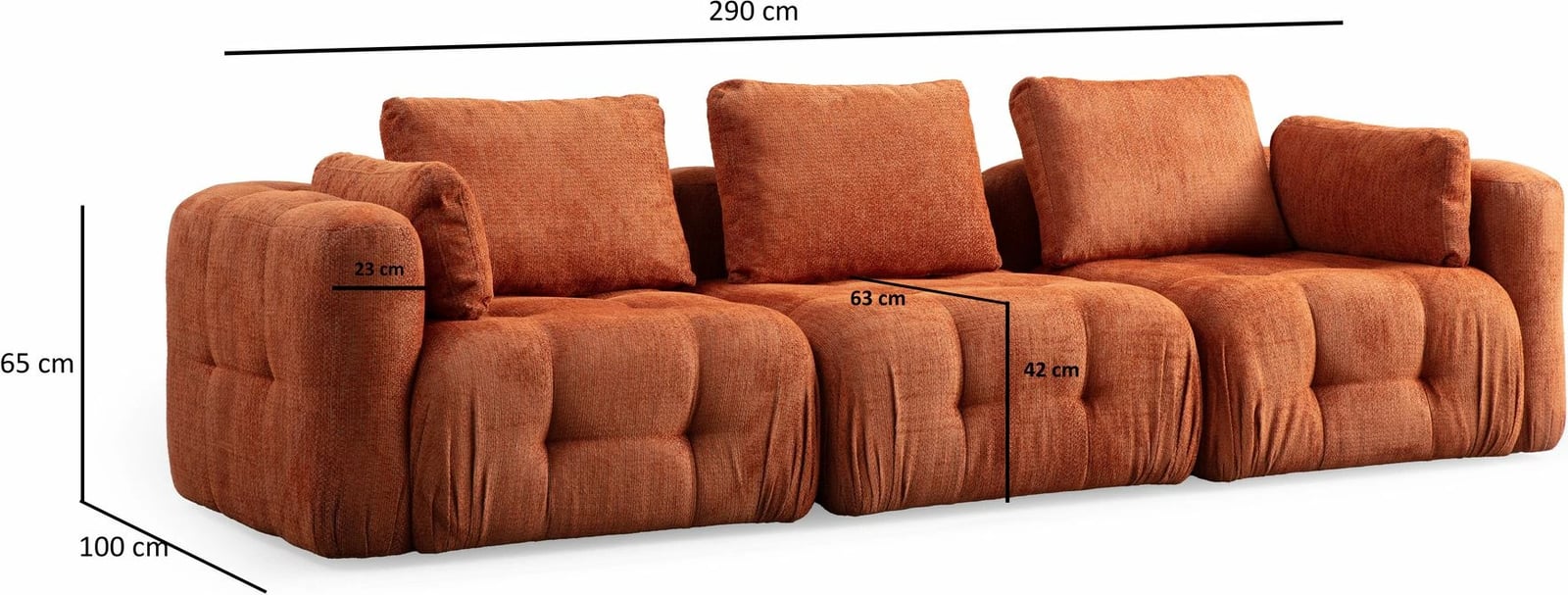 Divan treshe Amaris, portokalli, Atelier del Sofa