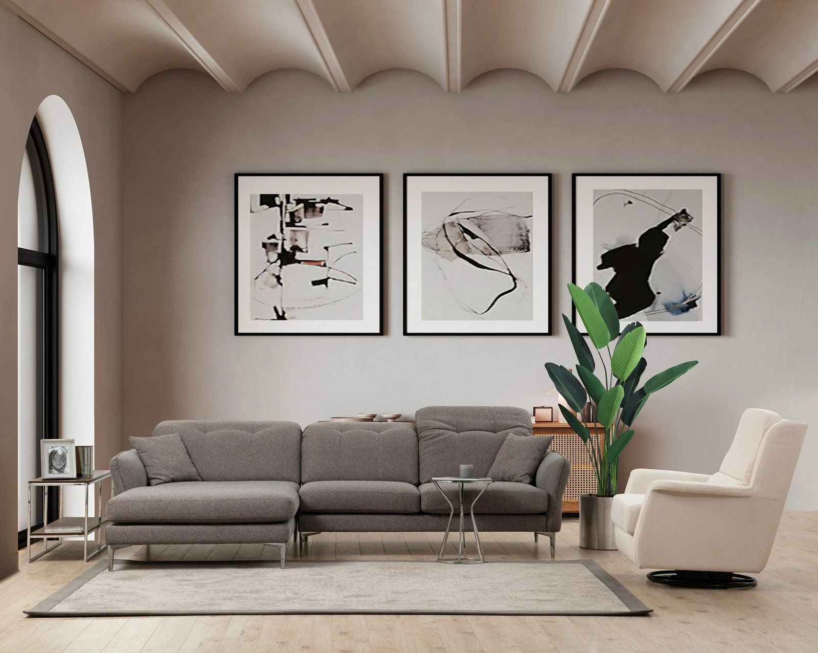 Kënd-sofë Atelier del Sofa, kënd majtas, ngjyrë gri