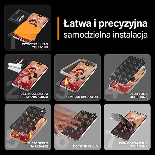Xham mbrojtës PanzerGlass Ultra-Wide Fit Privacy për iPhone 15 Pro, me aplikator
