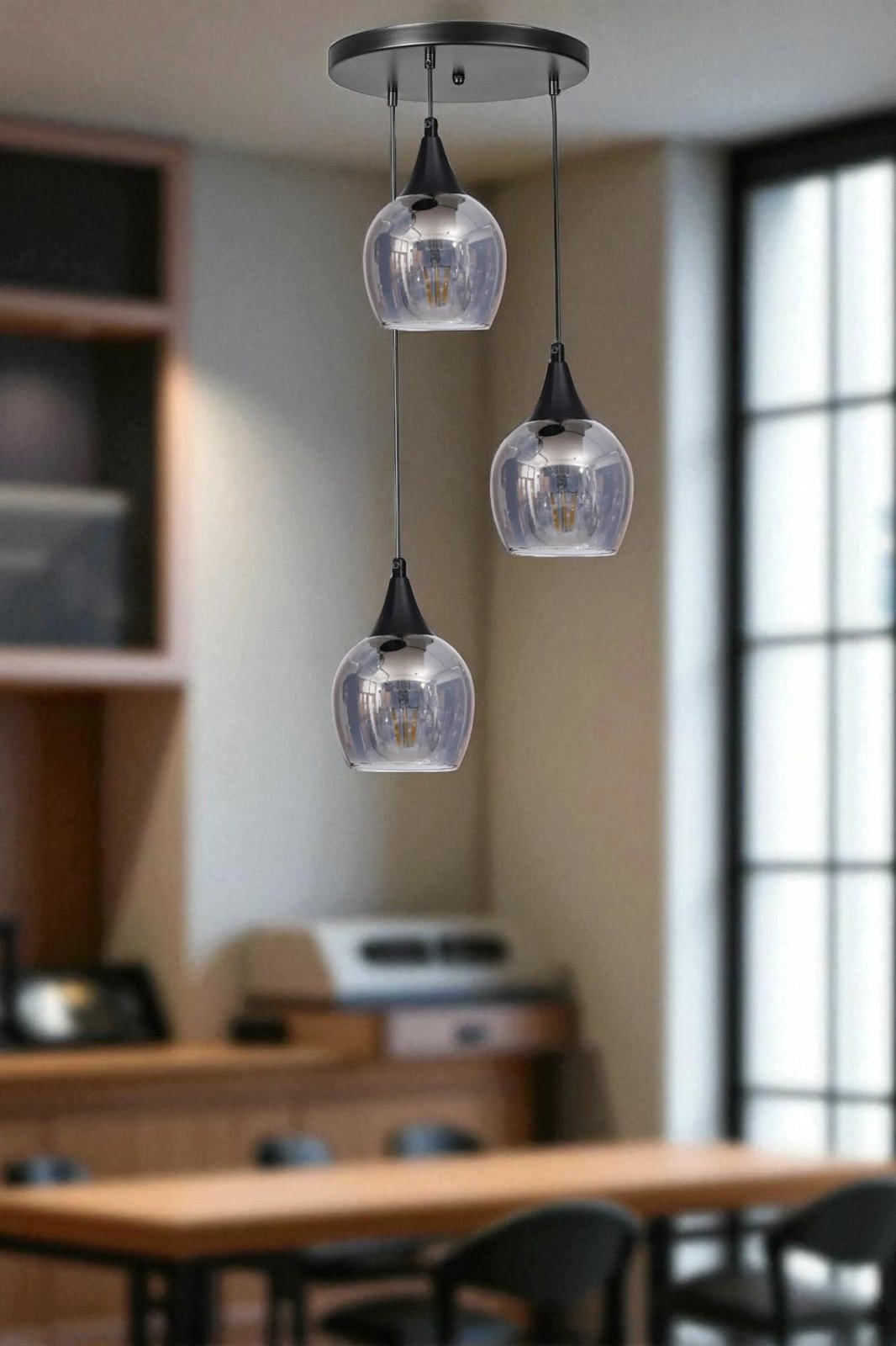 Llambë tavani Opviq, 9064-3, metal dhe qelq, ngjyrë gri e zezë